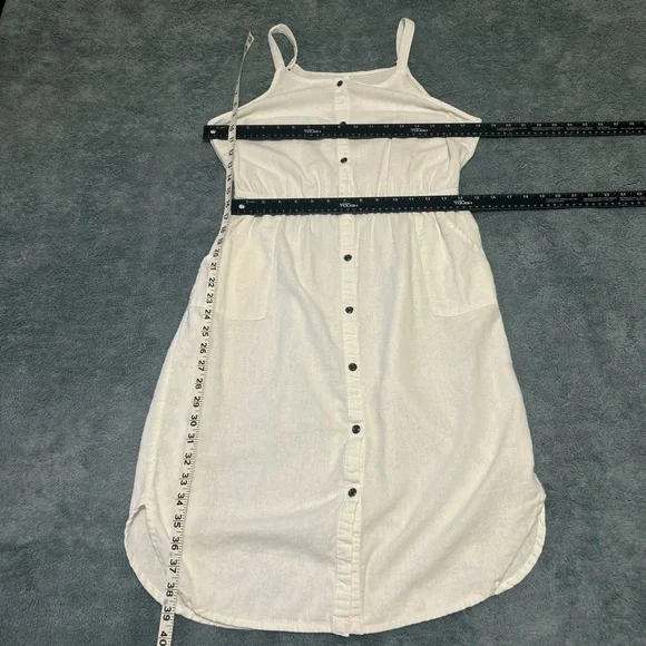 Old Navy White Linen Blend Button Front Sleeveless Midi Dress with Pockets - Picture 8 of 8